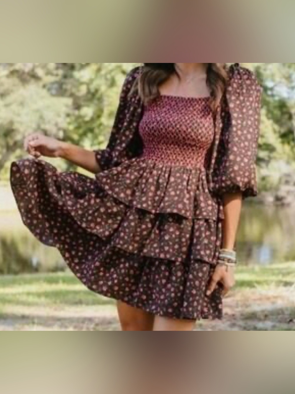 Vestique Floral Mini Dress in Black & Pink Size Small